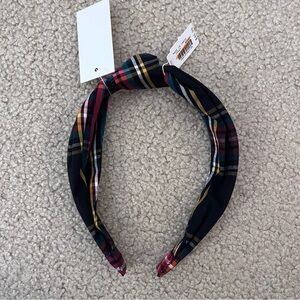 NWT J. Crew Holiday Tartan Plaid Knot Headband Black Girls Women’s NEW Christmas